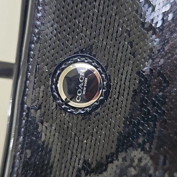COACH Black Sequin Chain Strap MiniBag w/ Patent Leather Trim EUC - Picture 4 of 16